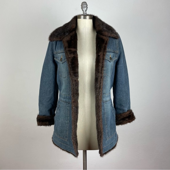marvin richards fur lined jean jacket